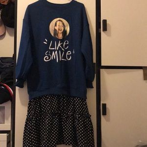 Light smile Blue dress